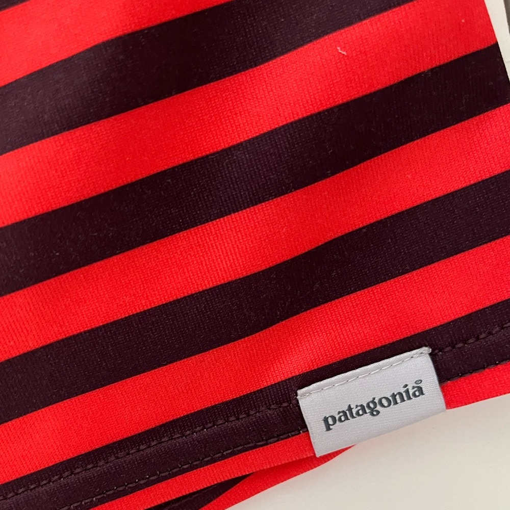 Patagonia Capilene 1 Silk Weight Striped Tank Top Size Large Black Red Orange - Picture 4 of 6